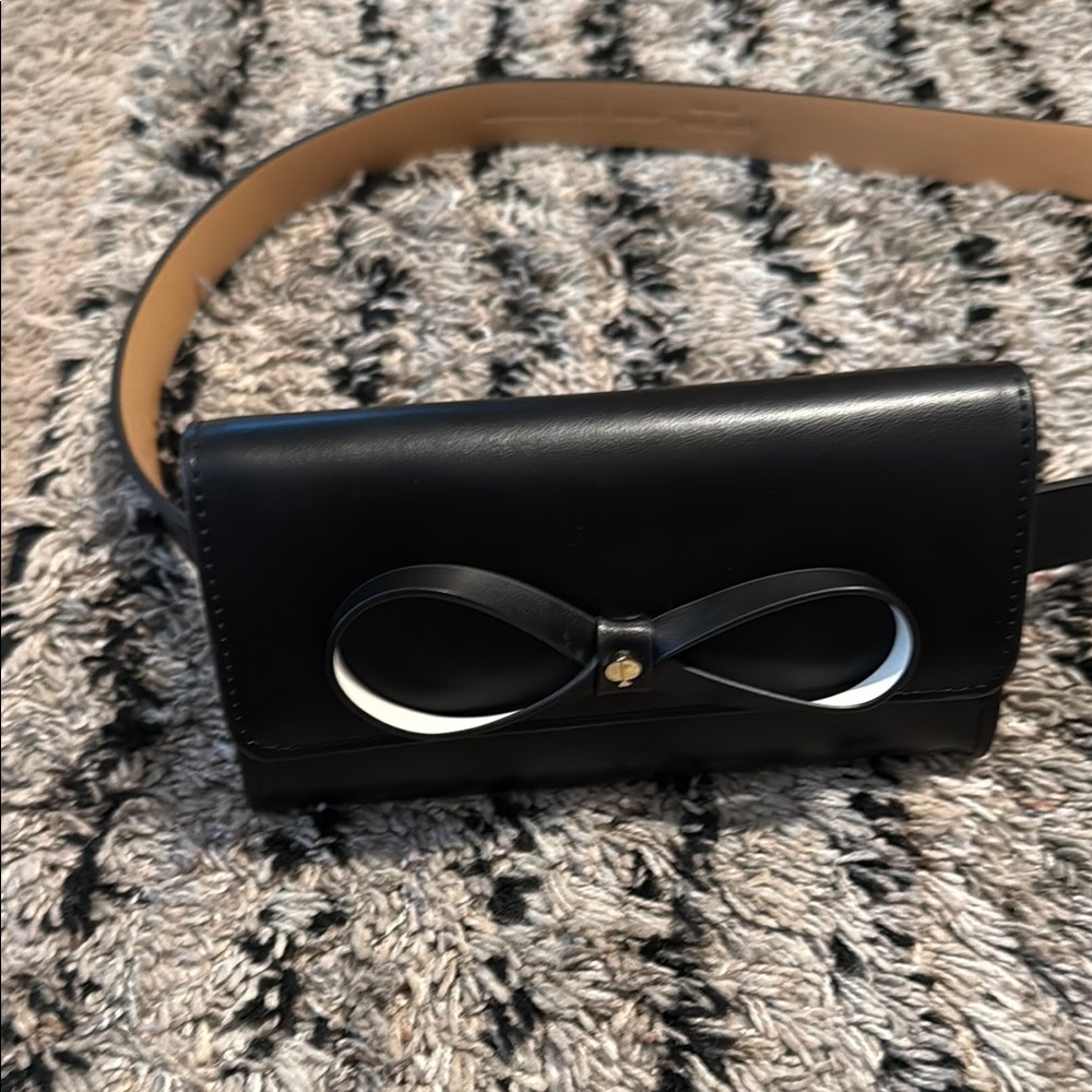 Kate Spade Black and Tan Crossbody Bag with Bow Accent